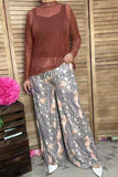 Snake skin printed straight wide leg women pant YMY10398 IS19