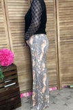 Snake skin printed straight wide leg women pant YMY10398 IS19