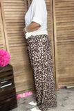 Restock--Southern Stitch Western checkered & leopard wide leg women pant XCH17046