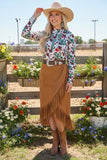 Plus size tan suede fringe tassel women skirt XCH13467S IS18