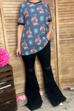 GJQ11322  Horse riding cowboy & jewe short sleeve women top (GS11)