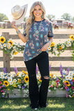 GJQ11322  Horse riding cowboy & jewe short sleeve women top (GS11)