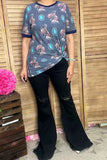 GJQ11322  Horse riding cowboy & jewe short sleeve women top (GS11)