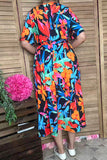Trendy chic floral short sleeve maxi women boutique dress w/v-neckline XCH16198 (AS5)