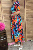 Trendy chic floral short sleeve maxi women boutique dress w/v-neckline XCH16198 (AS5)
