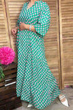 Southern Stitch floral printed green maxi women dress GJQ17014