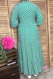 Southern Stitch floral printed green maxi women dress GJQ17014