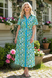 Southern Stitch Geometric Pattern short sleeve maxi dress GJQ16927