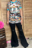 Thunder bird multi color printed short sleeve women t-shirt XCH12098 GS12