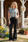 Plus size Bull skull & sunflower printed leopard short sleeve women tops XCH12468 GS11