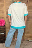 Southern Stitch Western riding horse printed short sleeve women top w/side slits XCH16985