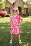 Wholesale children boutique clothing Floral printed girls dress XCH03029 (A2S3)