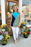 Blue & serape & sunflower print tank top XCH10466 GF