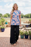 Chic floral print bell short sleeve women's boutique top XCH15808 (CS2)