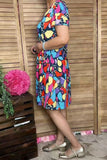Western printed short sleeve women dress w/side pockets XCH15945 AS2
