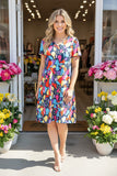 Western printed short sleeve women dress w/side pockets XCH15945 AS2