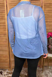 Western chic blue mesh women's boutique top Southern Stitch XCH17062