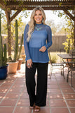 Western chic blue mesh women's boutique top Southern Stitch XCH17062