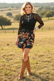 Western cowboy print black mini women's boutique skirt Southern Stitch XCH17176