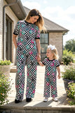 Western Mom and me checkered 8-balls top & pant girls boutique set XCH04071
