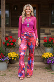Multi color tie dye bell bottoms women's pant XCH8964 IS22