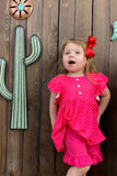 Wholesale Pink polka dot top w/shorts 2pcs girl set DLH1124-14 (A3S2)