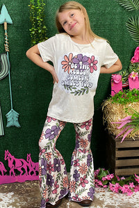 1102WY Be the reason someone smiles today floral printed girl set