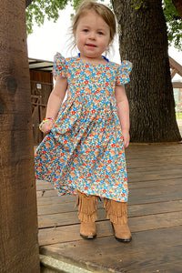 230122M Multi color floral printed girl dress