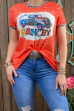 XCH11956 "Feelin Ranchy" Orange printed short sleeve t-shirt