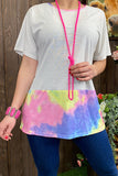 Striped/multi color tie dye short sleeve blouse BQ10881 (FS5)