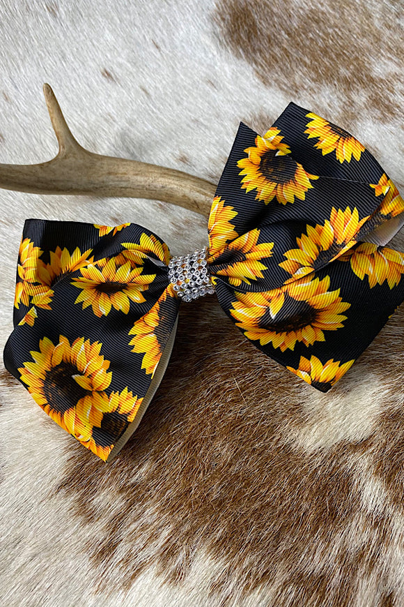 Black sunflower printed 7.5' wide bow