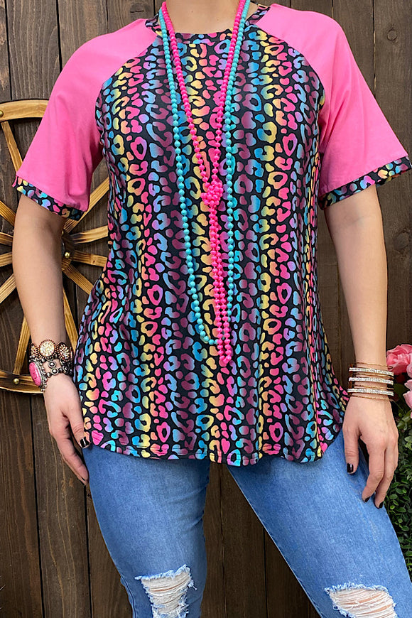 BQ12049 Multi color leopard printed  blouse