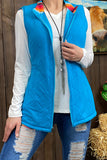 Serape/turquoise reversible zipper vest w pockets (Tag is removable) DL8362-2