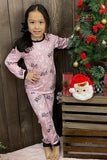 Western MOO Pink cow boutique girls pajama set DLH0824-11 (A1S7)