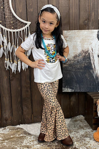 DLH0913-12 Serape cross & leopard printed girls set