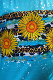 Turquoise sunflower printed girls set DLH1017-2