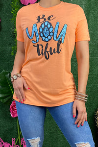 Orange BEYOUTIFUL turquoise jewel printed t-shirt DLH11014