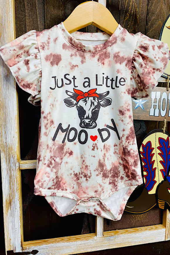 DLH1224-12 JUST A LITTLE MOODY Cow printed baby onesie