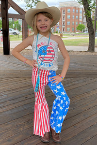 DLH2342 MERICA VIBES USA printed girl outfit