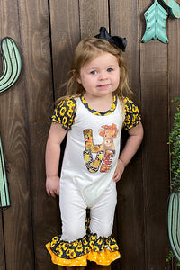 DLH0821-6 LOVE Cow & sunflower printed baby romper