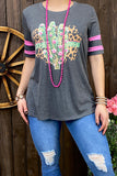 Cactus & leopard printed short sleeve t-shirt DLH12147