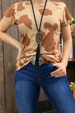 Western Brown spotted women's boutique top w/criss cross back GJQ11470 ES13