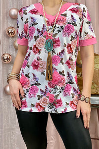 GJQ11892 Floral printed short sleeve top CS11