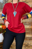 LW8514 Burgundy top w/multi color block sleeves (DS13)