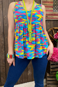 Women's tank top wholesale Multi color camo printed sleeveless top YMY17079