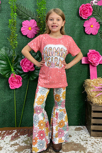 MAMA'S GIRL Floral printed short sleeve girl set