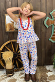 Wholesale kids clothes 4th July STARS printed girls jumpsuit DLH1212-23 A9S6
