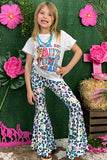 "DIGITAL ART FAUX FUNK" white top leopard pant 2pc girl set XCH0777-7H (A6S6)