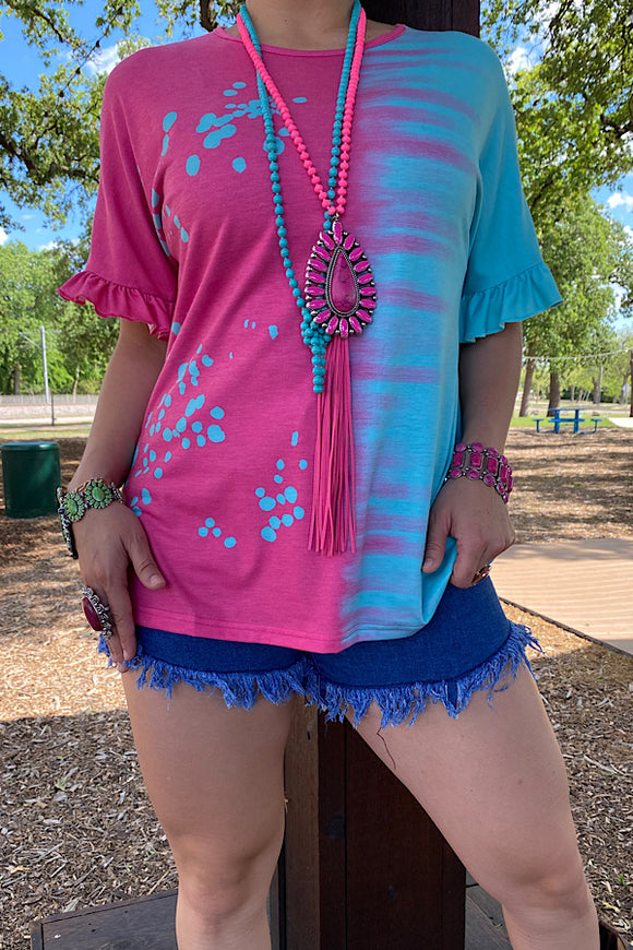 XCH13283 PINK & turquoise blouse