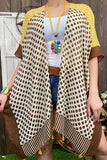 YZ213198 Brown/yellow polka dot printed kimono